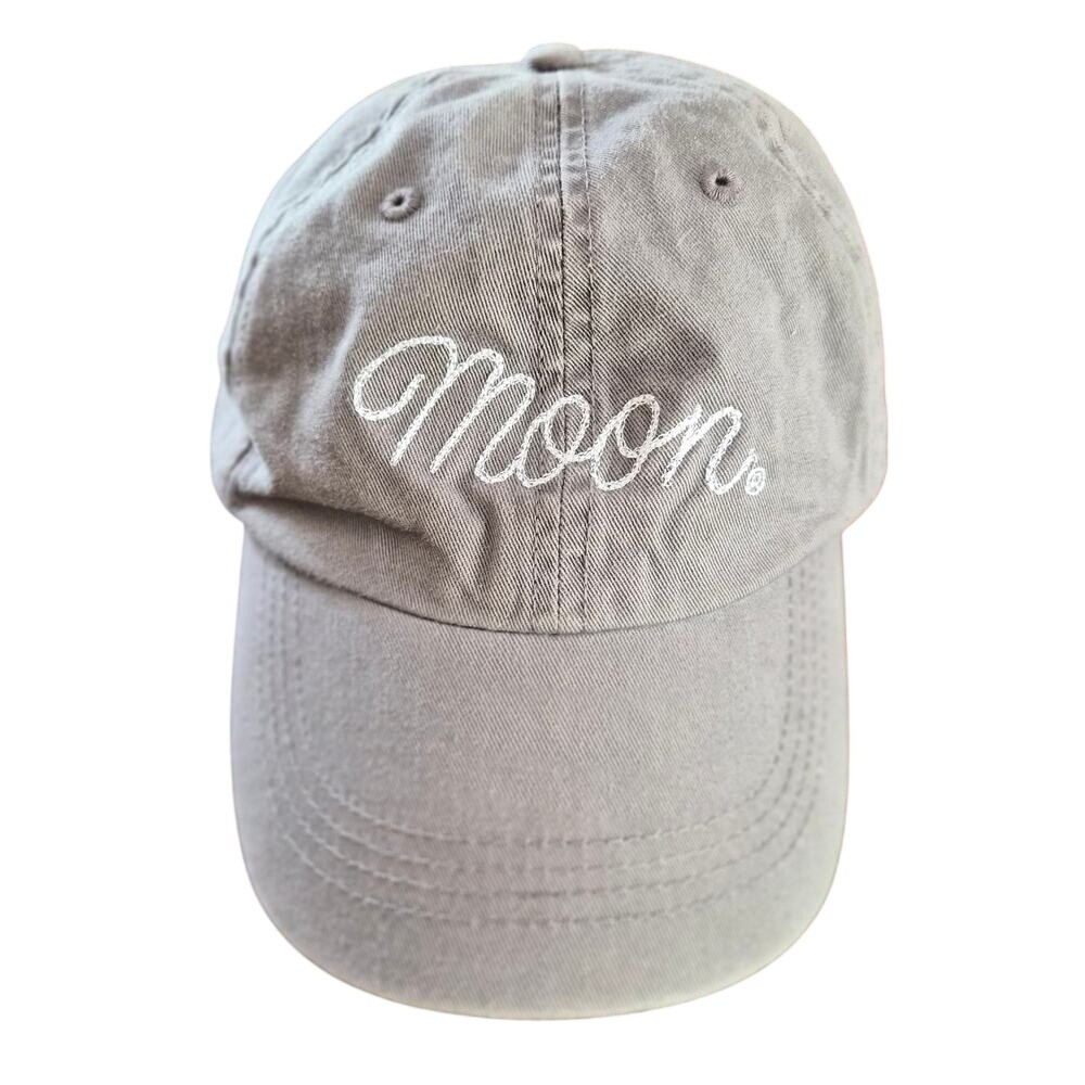 Alternative Apparel Moon Embroidered Cotton Baseball Cap Taupe Brown Dad Hat